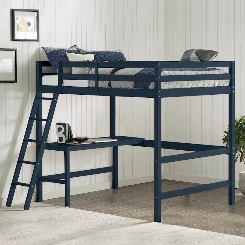 Hochbett aus Holz für eine Einzelmatratze mit Schreibtisch