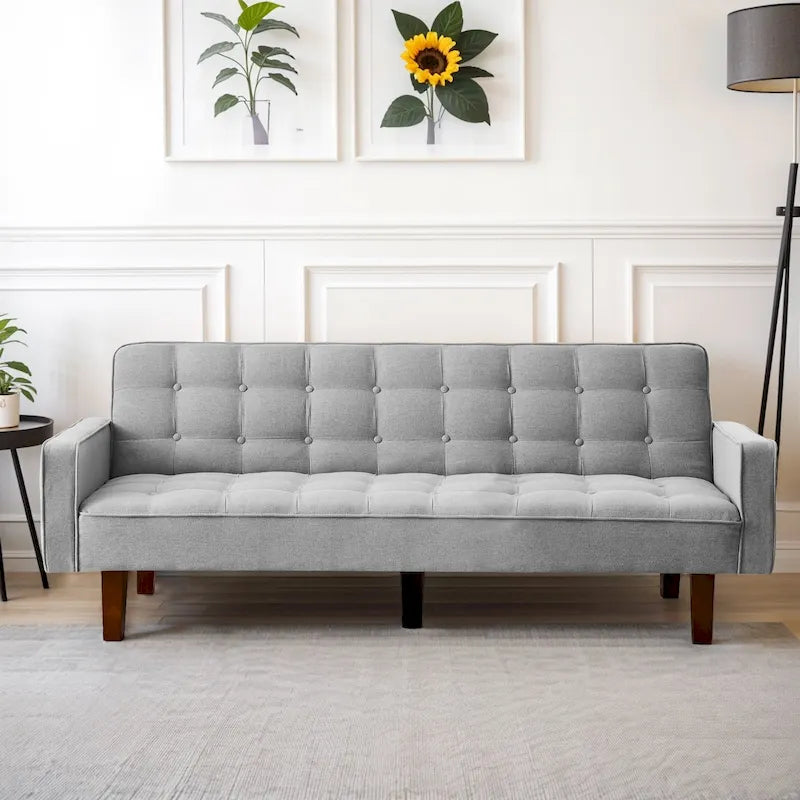 Futon Sofa Bed, Convertible Sleeper Couch with Armrests for Studio, Office, Apartment, Compact Living, Game Room