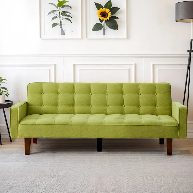 Futon Sofa Bed, Convertible Sleeper Couch with Armrests for Studio, Office, Apartment, Compact Living, Game Room