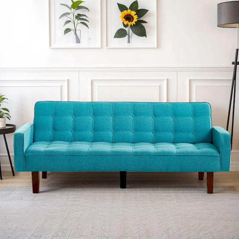 Futon Sofa Bed, Convertible Sleeper Couch with Armrests for Studio, Office, Apartment, Compact Living, Game Room