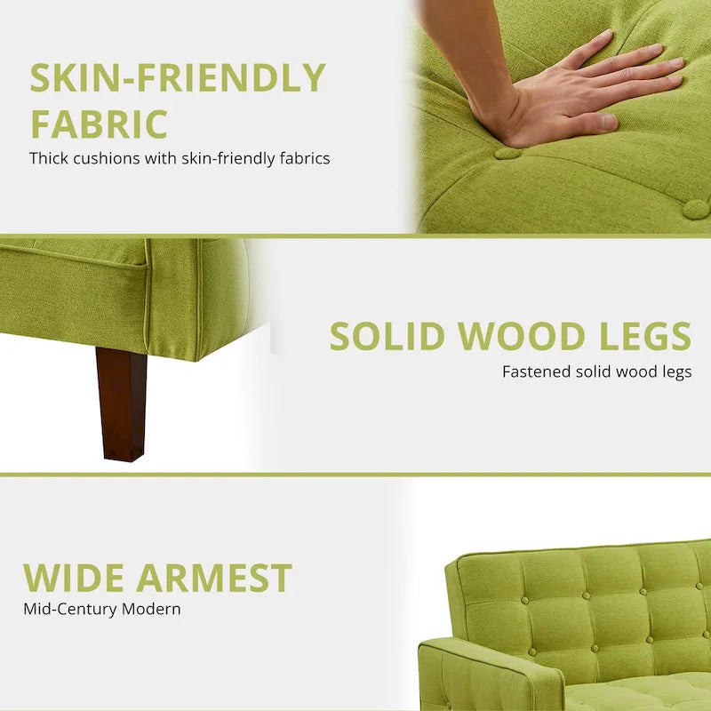 Futon Sofa Bed, Convertible Sleeper Couch with Armrests for Studio, Office, Apartment, Compact Living, Game Room