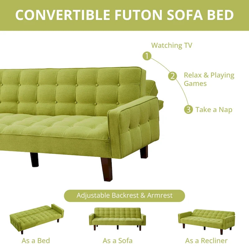 Divano letto futon, divano trasformabile con braccioli per monolocale, ufficio, appartamento, spazi compatti e sala giochi