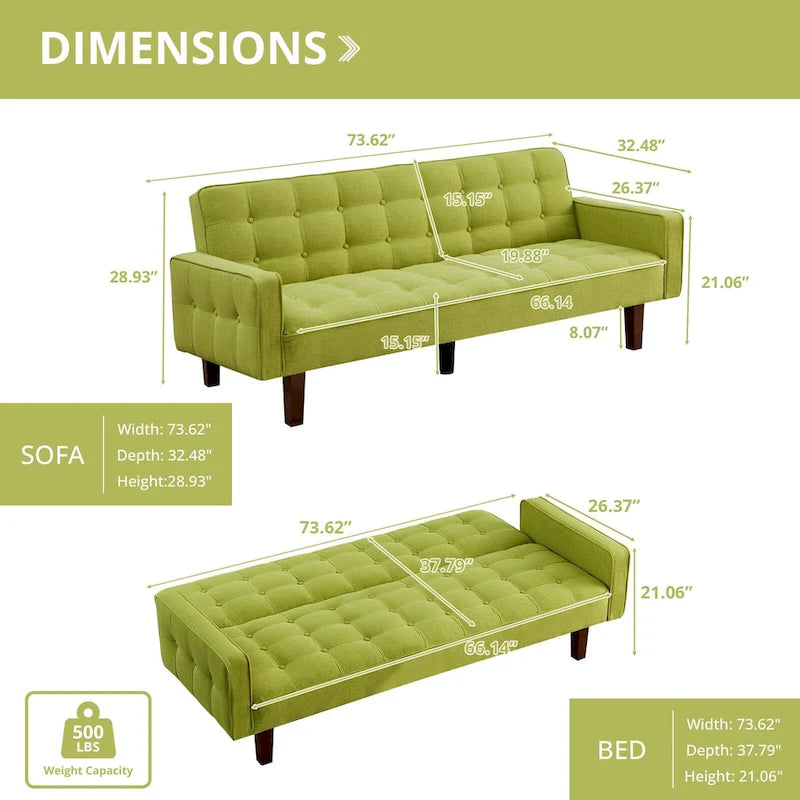 Divano letto futon, divano trasformabile con braccioli per monolocale, ufficio, appartamento, spazi compatti e sala giochi