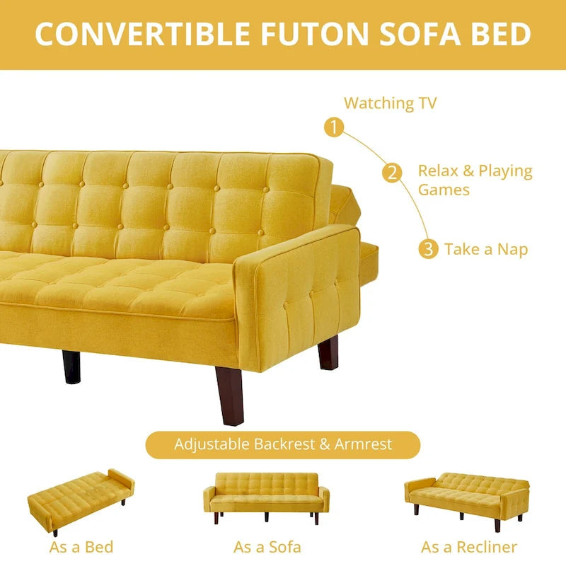 Divano letto futon, divano trasformabile con braccioli per monolocale, ufficio, appartamento, spazi compatti e sala giochi