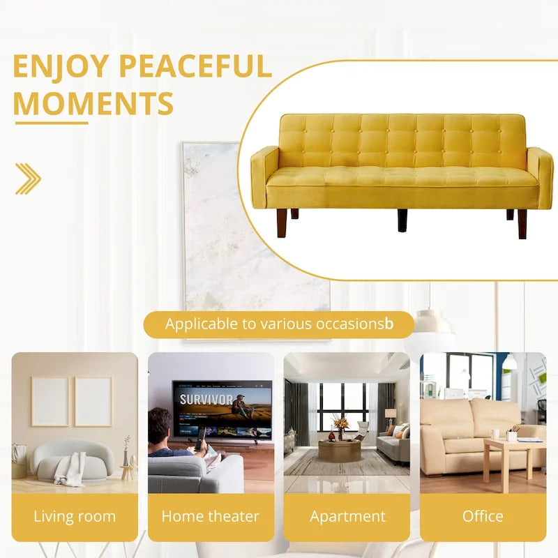 Divano letto futon, divano trasformabile con braccioli per monolocale, ufficio, appartamento, spazi compatti e sala giochi