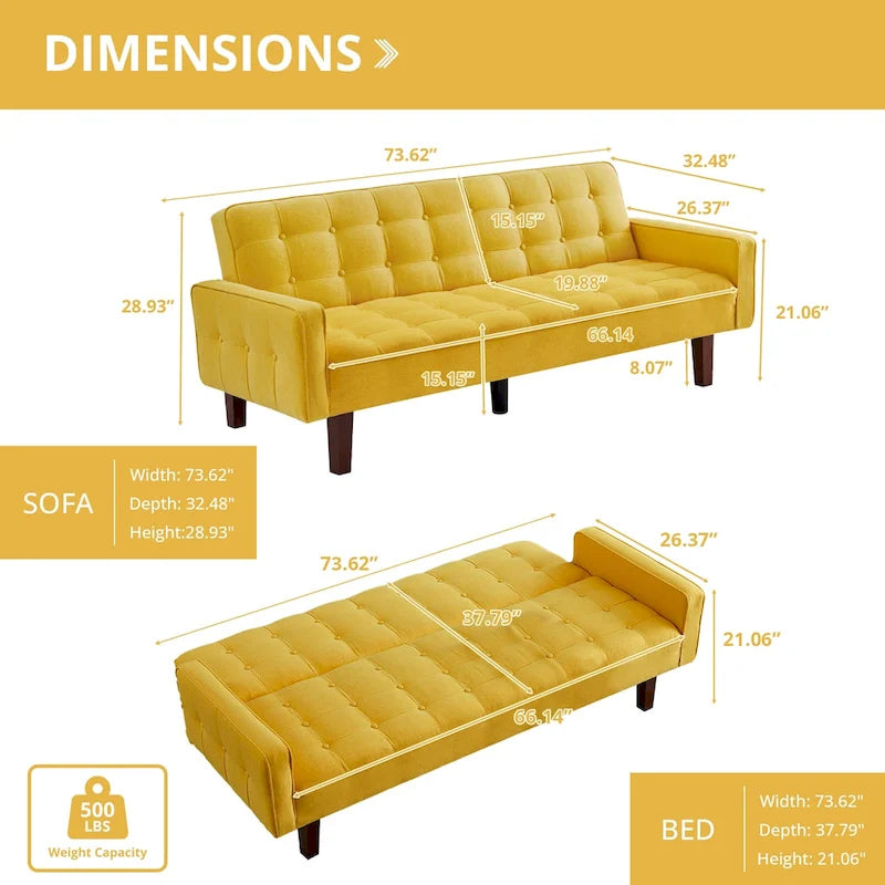 Divano letto futon, divano trasformabile con braccioli per monolocale, ufficio, appartamento, spazi compatti e sala giochi
