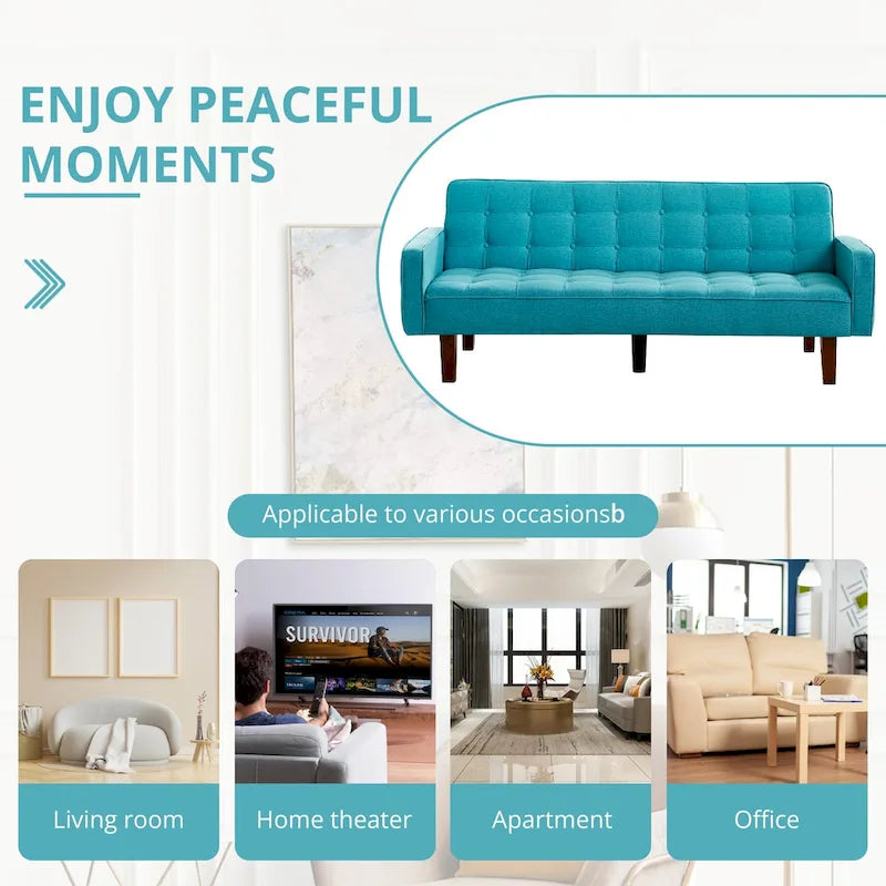 Divano letto futon, divano trasformabile con braccioli per monolocale, ufficio, appartamento, spazi compatti e sala giochi