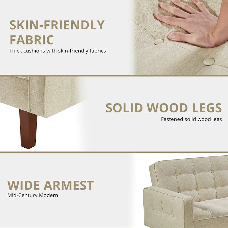 Divano letto futon, divano trasformabile con braccioli per monolocale, ufficio, appartamento, spazi compatti e sala giochi