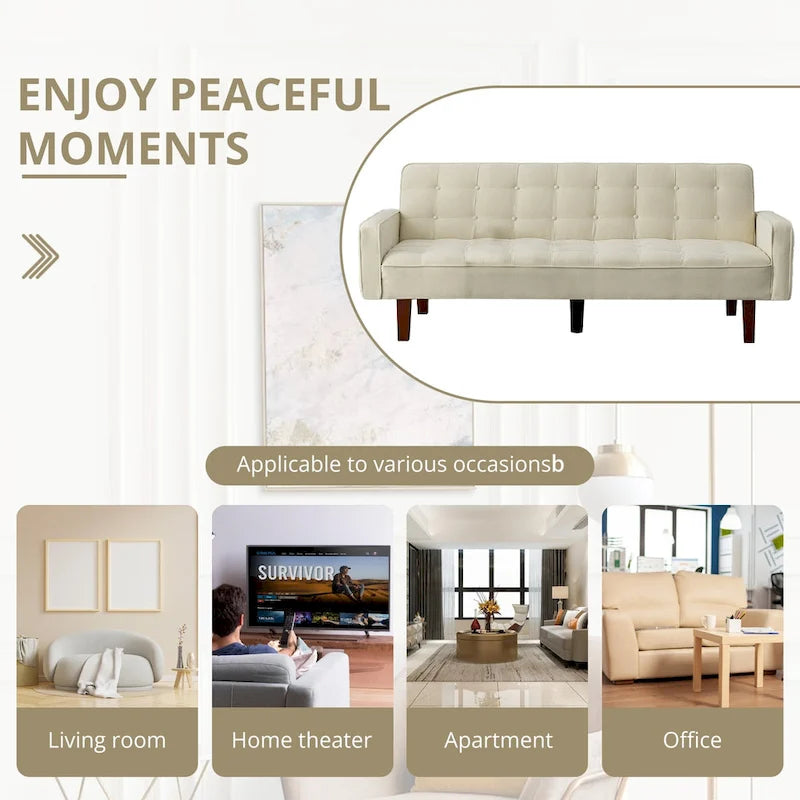 Divano letto futon, divano trasformabile con braccioli per monolocale, ufficio, appartamento, spazi compatti e sala giochi