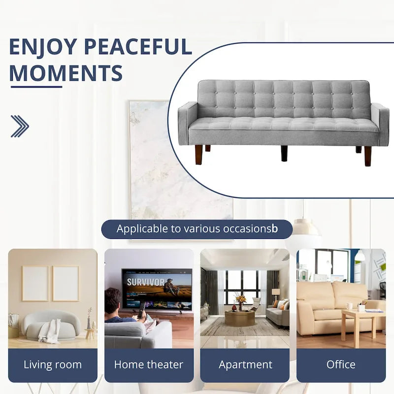 Divano letto futon, divano trasformabile con braccioli per monolocale, ufficio, appartamento, spazi compatti e sala giochi