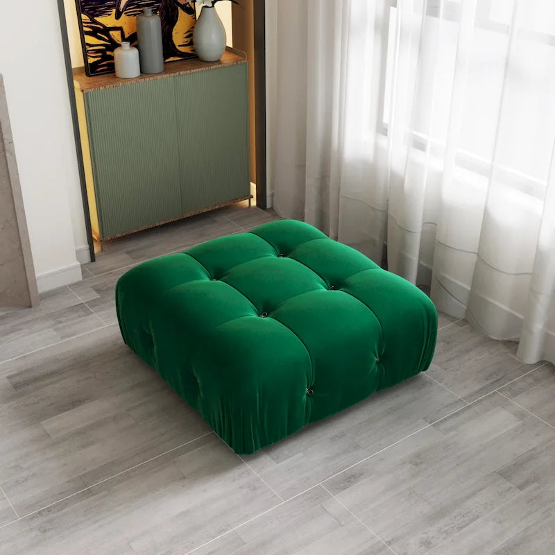 Square Velvet Upholstered Ottoman