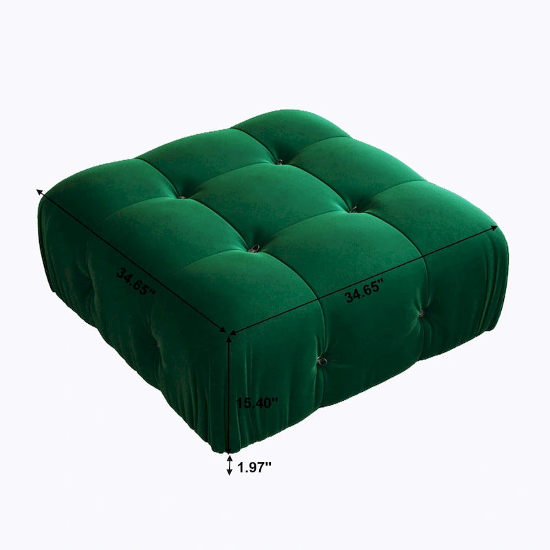 Quadratischer, samtgepolsterter Hocker