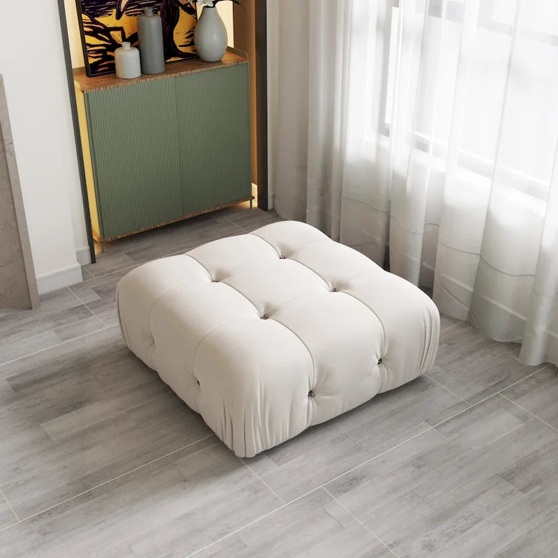 Square Velvet Upholstered Ottoman