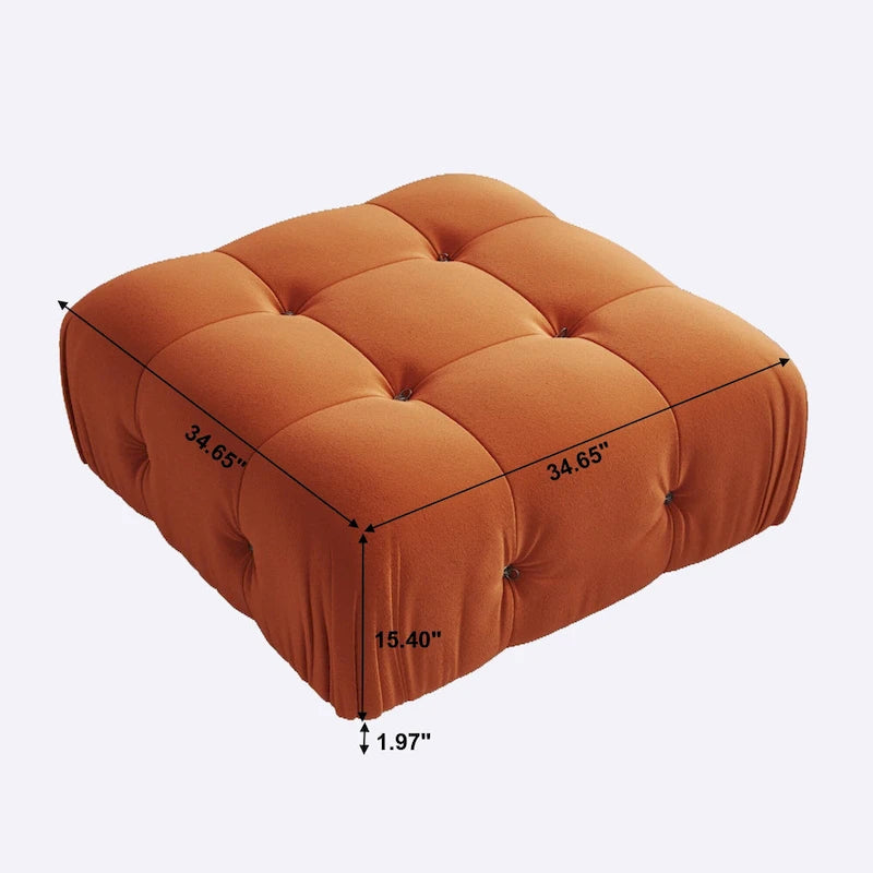 Quadratischer, samtgepolsterter Hocker