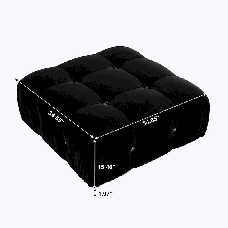 Quadratischer, samtgepolsterter Hocker