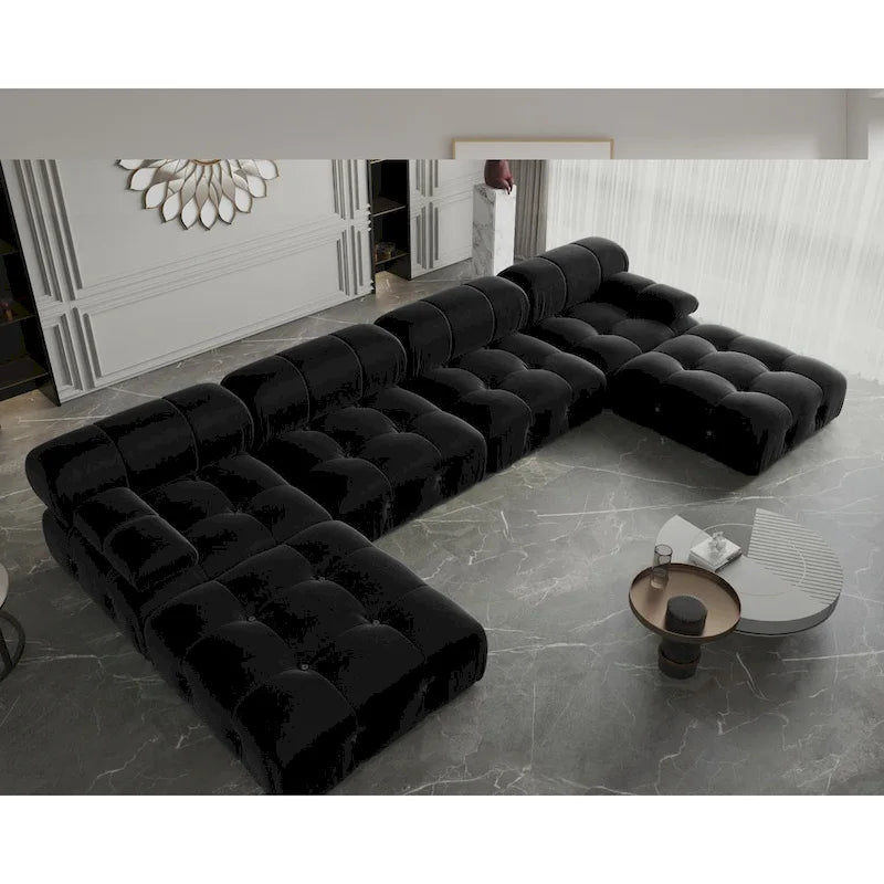 Quadratischer, samtgepolsterter Hocker