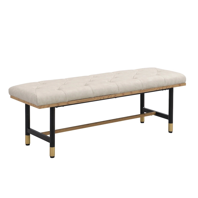Metal and Faux Leather End of Bed Bench for Entryway & Living Room
