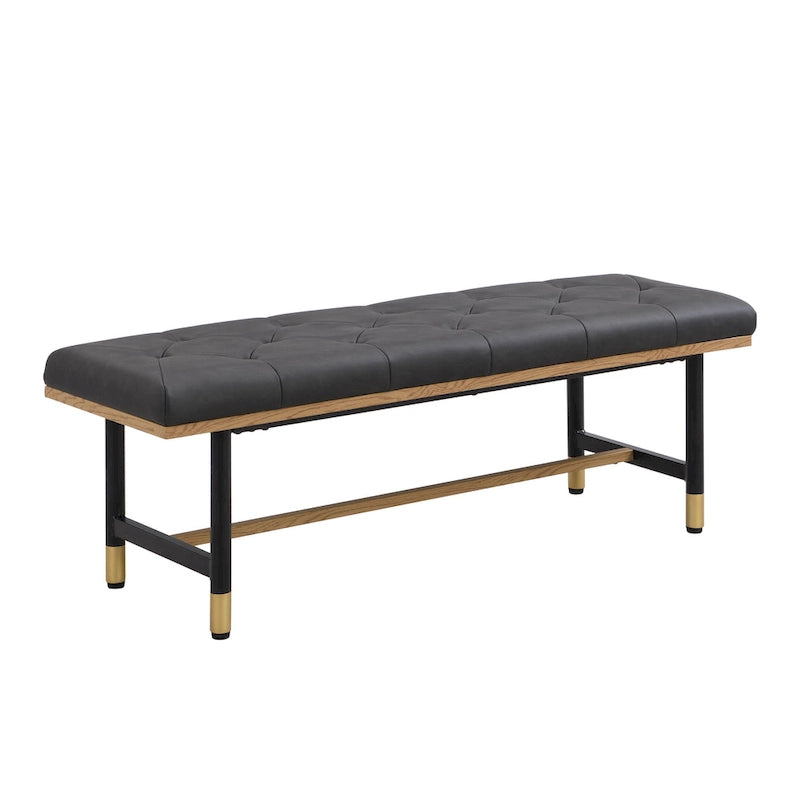 Metal and Faux Leather End of Bed Bench for Entryway & Living Room