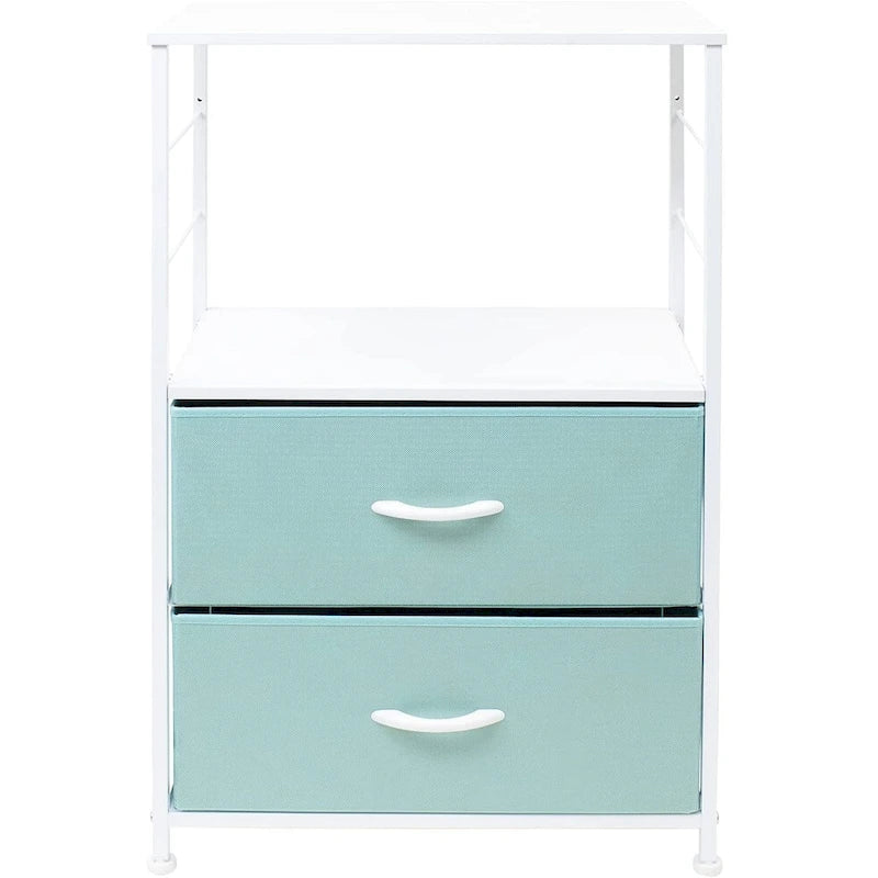 2-Drawer Nightstand with Shelf - Kids Bedside Storage End Table