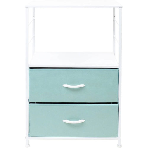 2-Drawer Nightstand with Shelf - Kids Bedside Storage End Table