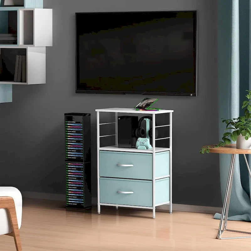 2-Drawer Nightstand with Shelf - Kids Bedside Storage End Table