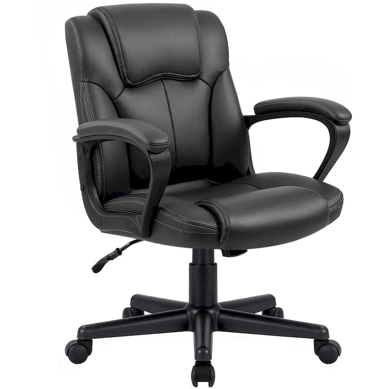 Brown Executive Chair High-Level PU Leather Thick Padded Ergonomic Chair Mid Back Office and Commercial Chair