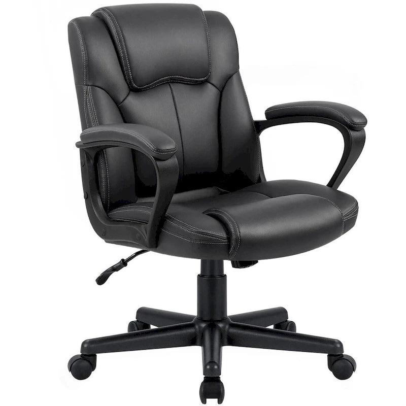 Brown Executive Chair High-Level PU Leather Thick Padded Ergonomic Chair Mid Back Office and Commercial Chair