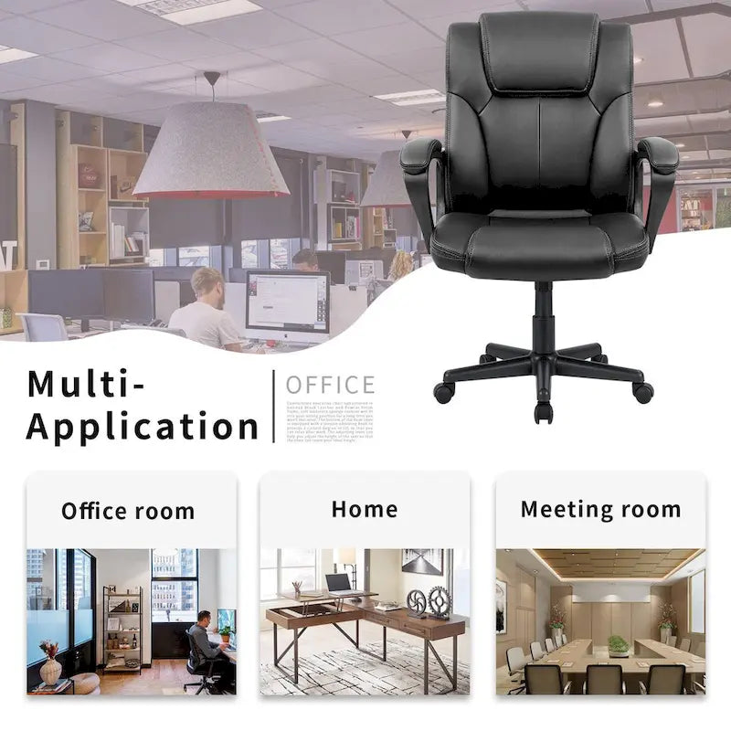 Brown Executive Chair High-Level PU Leather Thick Padded Ergonomic Chair Mid Back Office and Commercial Chair