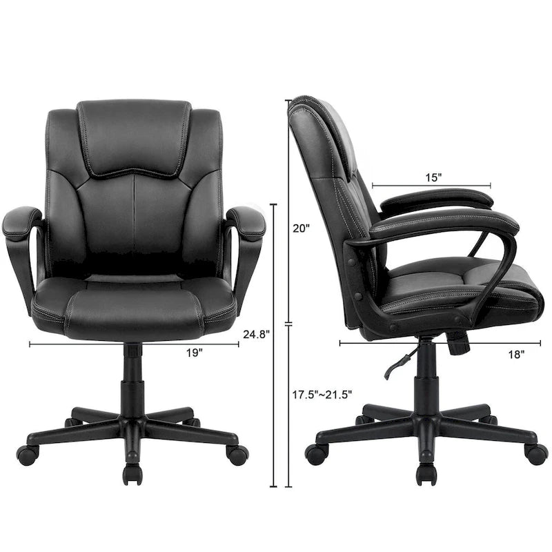 Brown Executive Chair High-Level PU Leather Thick Padded Ergonomic Chair Mid Back Office and Commercial Chair