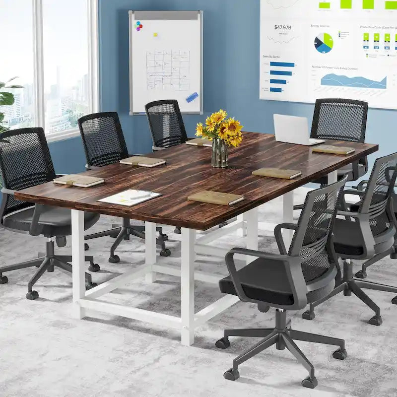 6.5 Ft Conference Room Table, Rectangle 78.74" L x 39.2" W x 29.52" H, 2-Piece Combinable