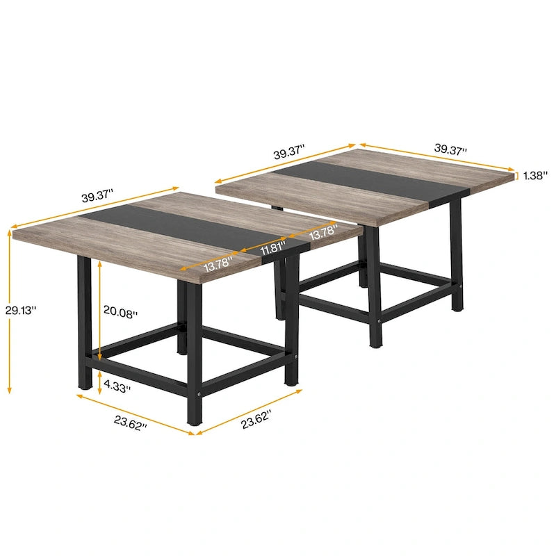 6.5 Ft Conference Room Table, Rectangle 78.74" L x 39.2" W x 29.52" H, 2-Piece Combinable