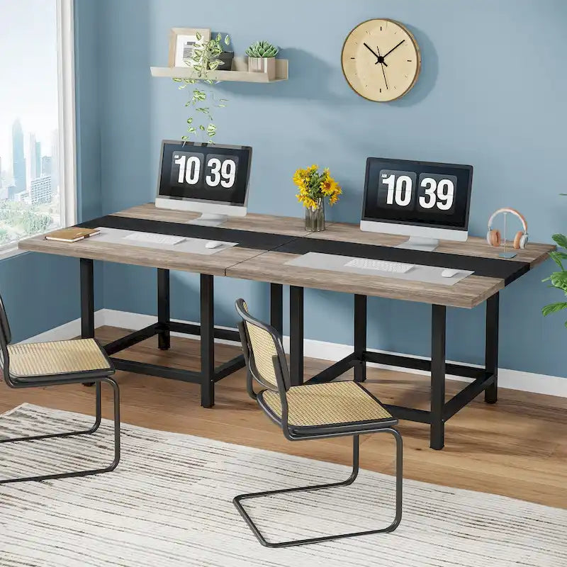 6.5 Ft Conference Room Table, Rectangle 78.74" L x 39.2" W x 29.52" H, 2-Piece Combinable