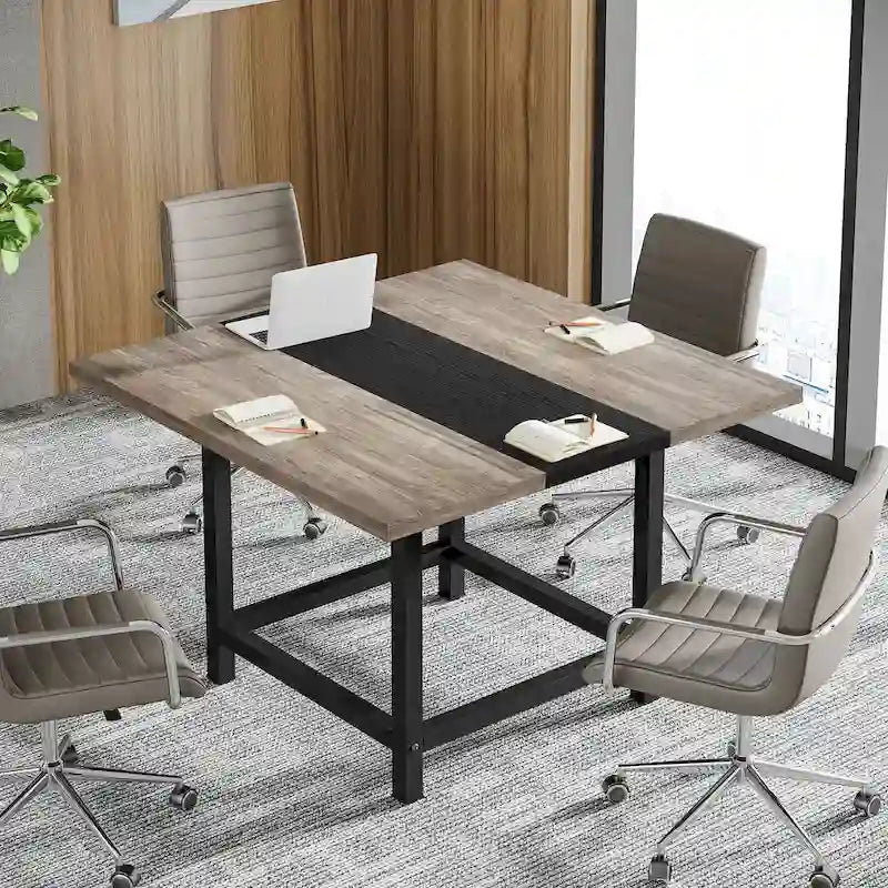 6.5 Ft Conference Room Table, Rectangle 78.74" L x 39.2" W x 29.52" H, 2-Piece Combinable