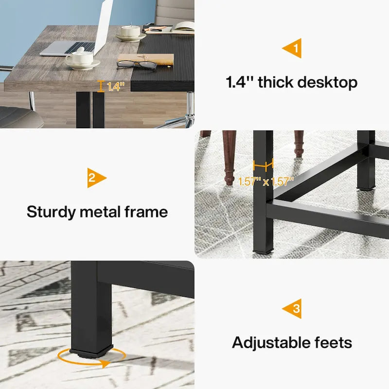 6.5 Ft Conference Room Table, Rectangle 78.74" L x 39.2" W x 29.52" H, 2-Piece Combinable
