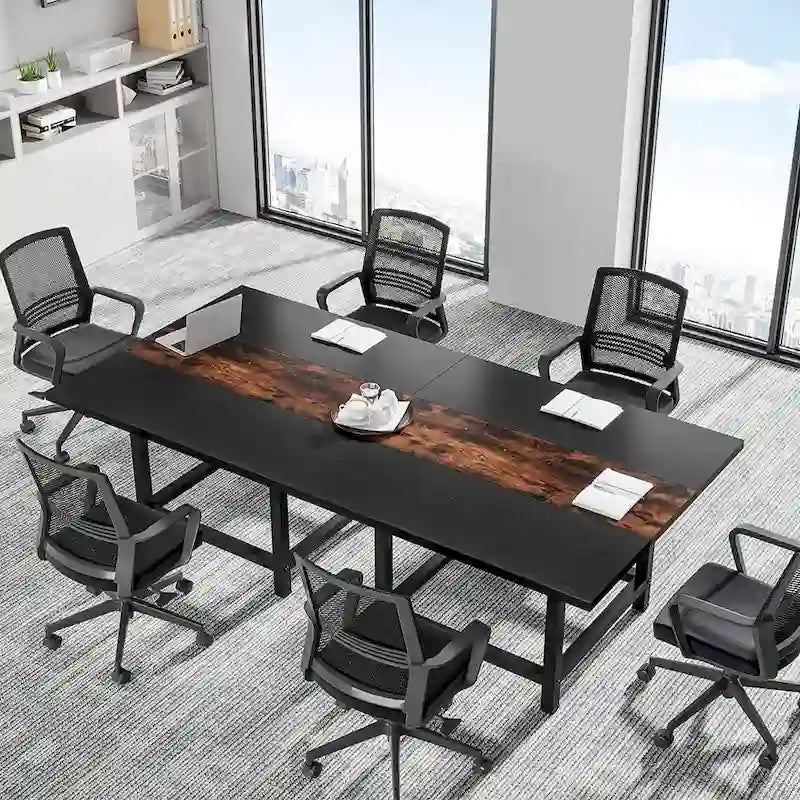 6.5 Ft Conference Room Table, Rectangle 78.74" L x 39.2" W x 29.52" H, 2-Piece Combinable