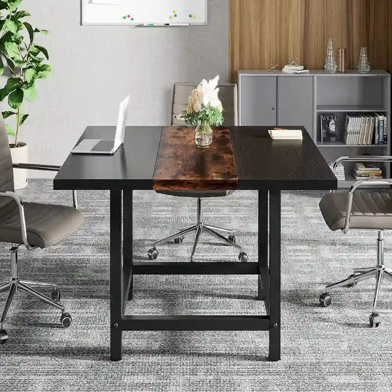 6.5 Ft Conference Room Table, Rectangle 78.74" L x 39.2" W x 29.52" H, 2-Piece Combinable