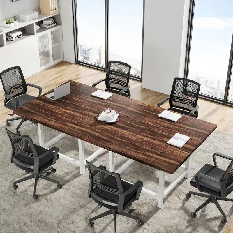 6.5 Ft Conference Room Table, Rectangle 78.74" L x 39.2" W x 29.52" H, 2-Piece Combinable