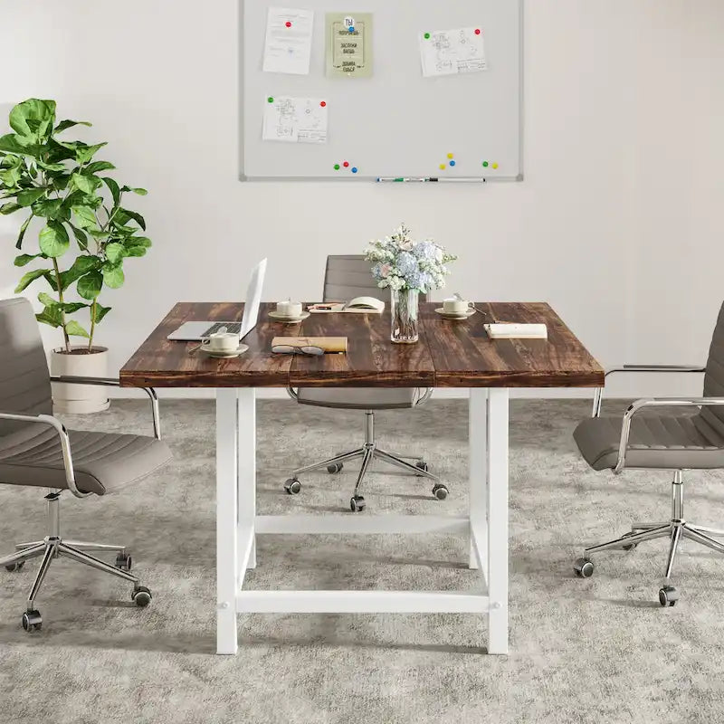 6.5 Ft Conference Room Table, Rectangle 78.74" L x 39.2" W x 29.52" H, 2-Piece Combinable