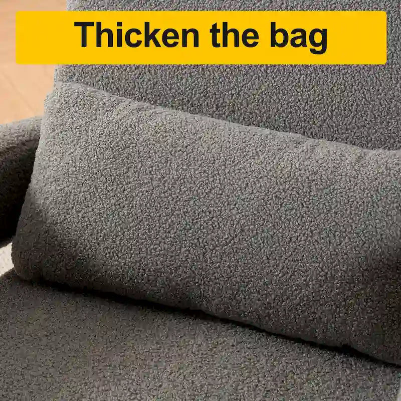 White Teddy Fabric Armchair with Curved Arms and Thick Cushioning