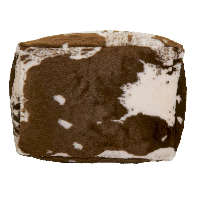 Faux Fur Cow Hide Pouf
