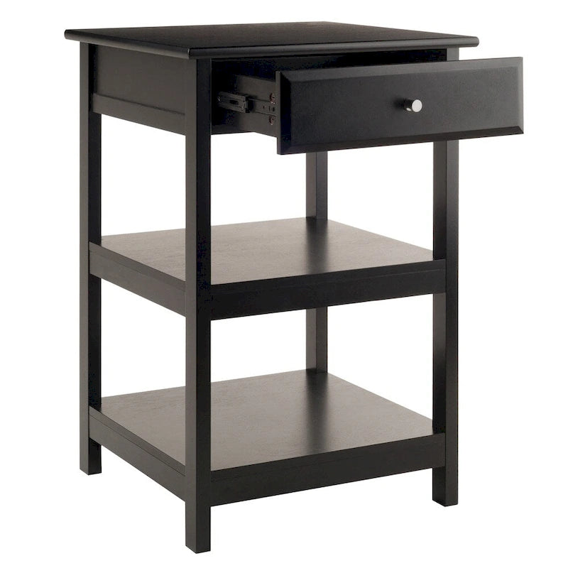 Black Printer Stand with Drawer and Shelves