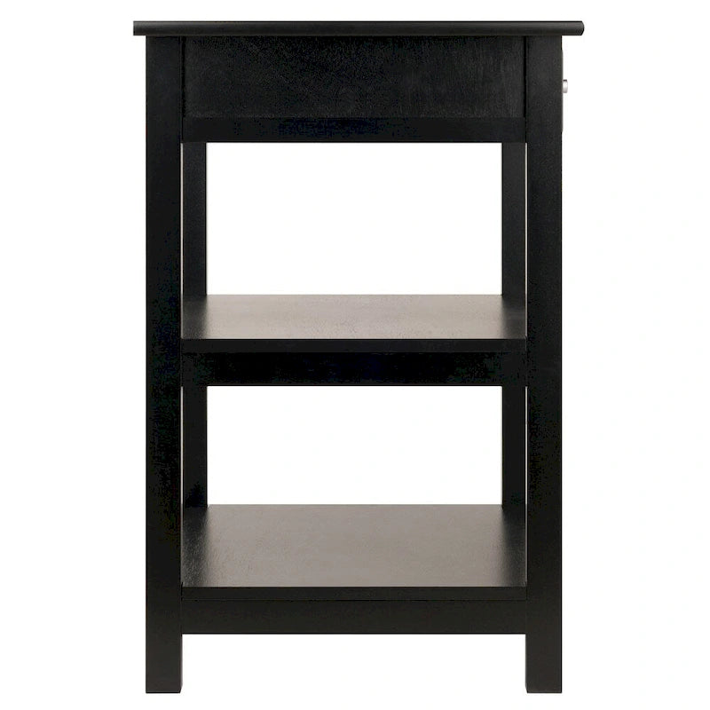 Black Printer Stand with Drawer and Shelves