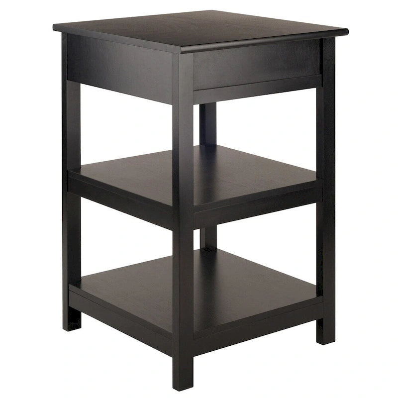 Black Printer Stand with Drawer and Shelves