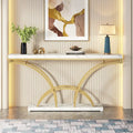 70.9" Faux Marble Console & Sofa Table with Half-Moon Metal Legs
