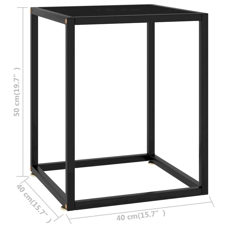 Coffee Table Black with Black Glass 15.7 x 15.7 x 19.7