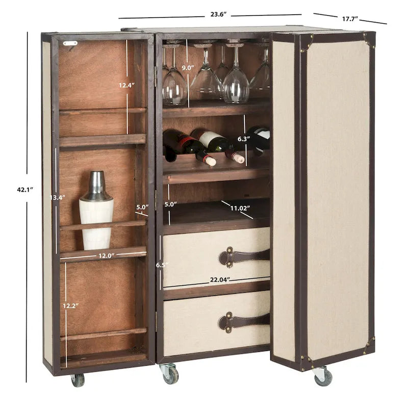 Storage Beige Bar Cabinet - 23.6 x 17.7 x 42.1 - 24Wx18Dx42H