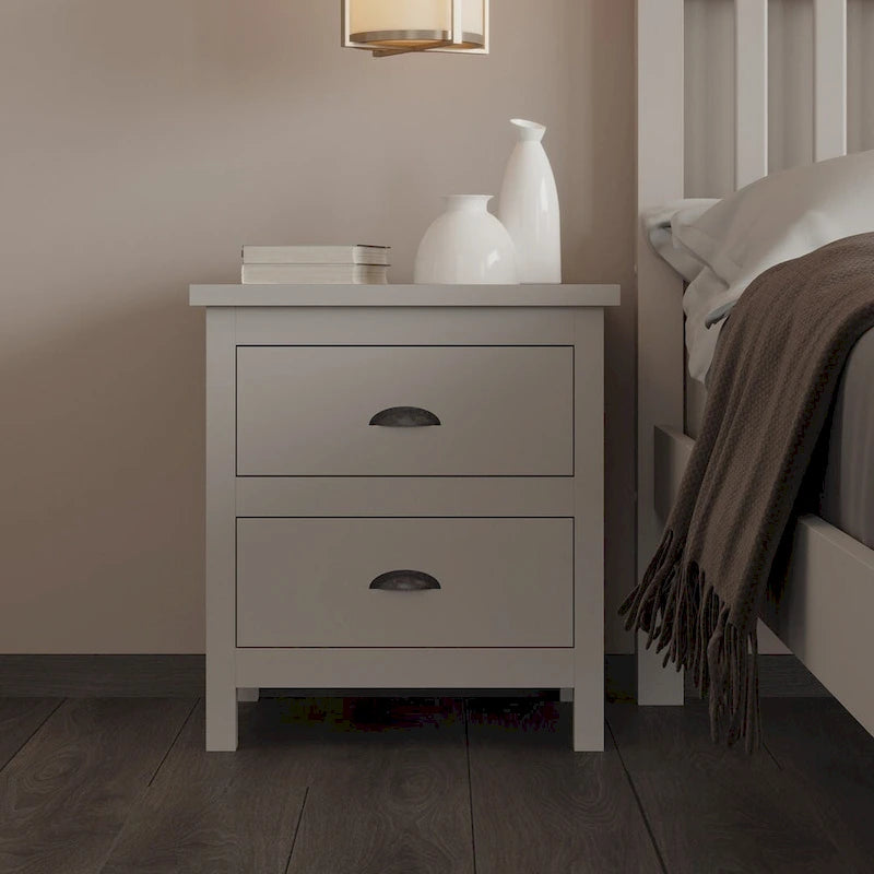 Nightstand with Drawers, Solid Wood