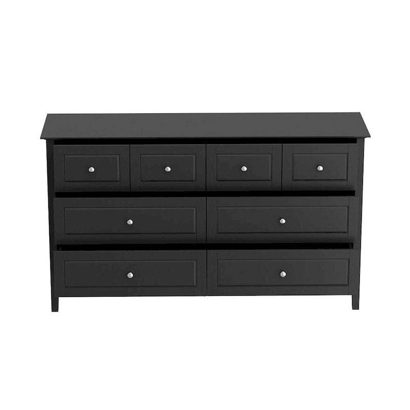 55.1" Wide Dresser with Silver Knobs – 6-Drawer Storage Chest