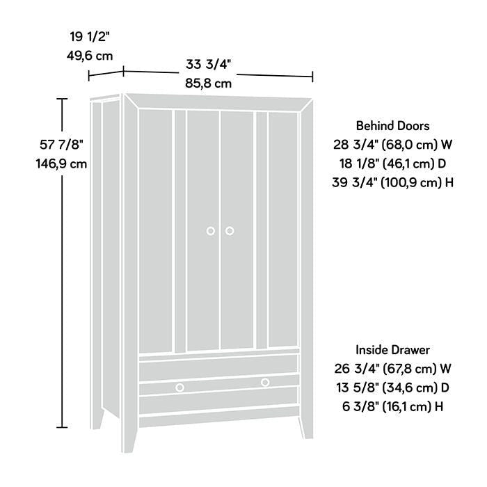 2-Door Armoire with Drawer and Garment Rod