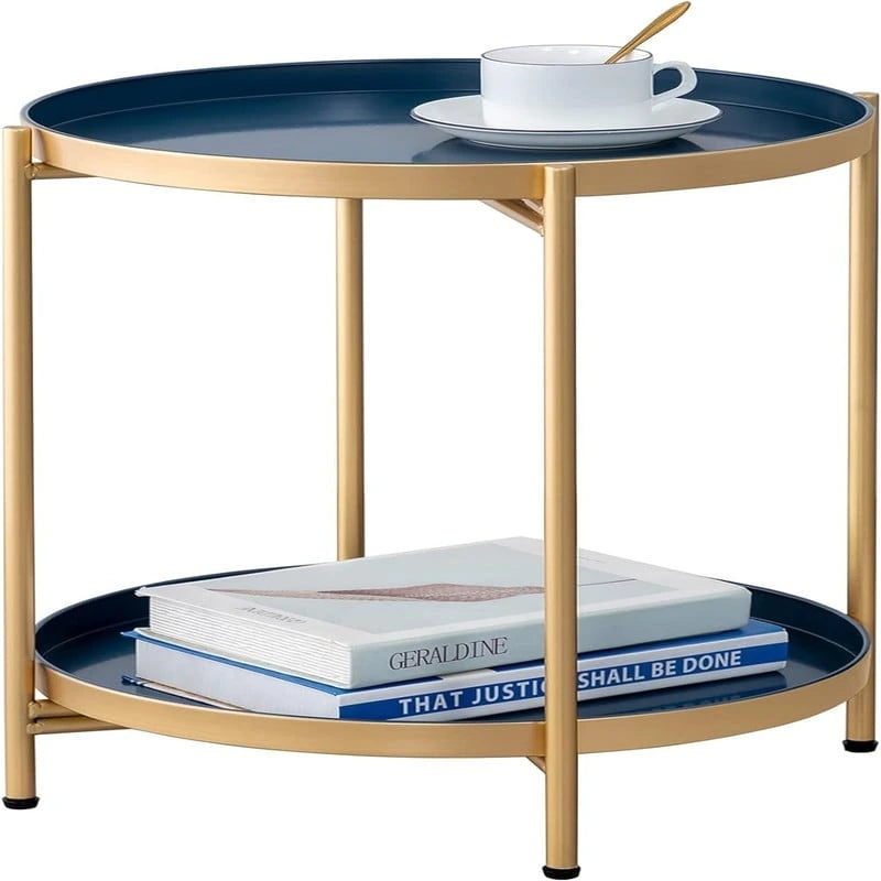 2-Tier Metal Sofa Side Table - 15D x 15W x 20H